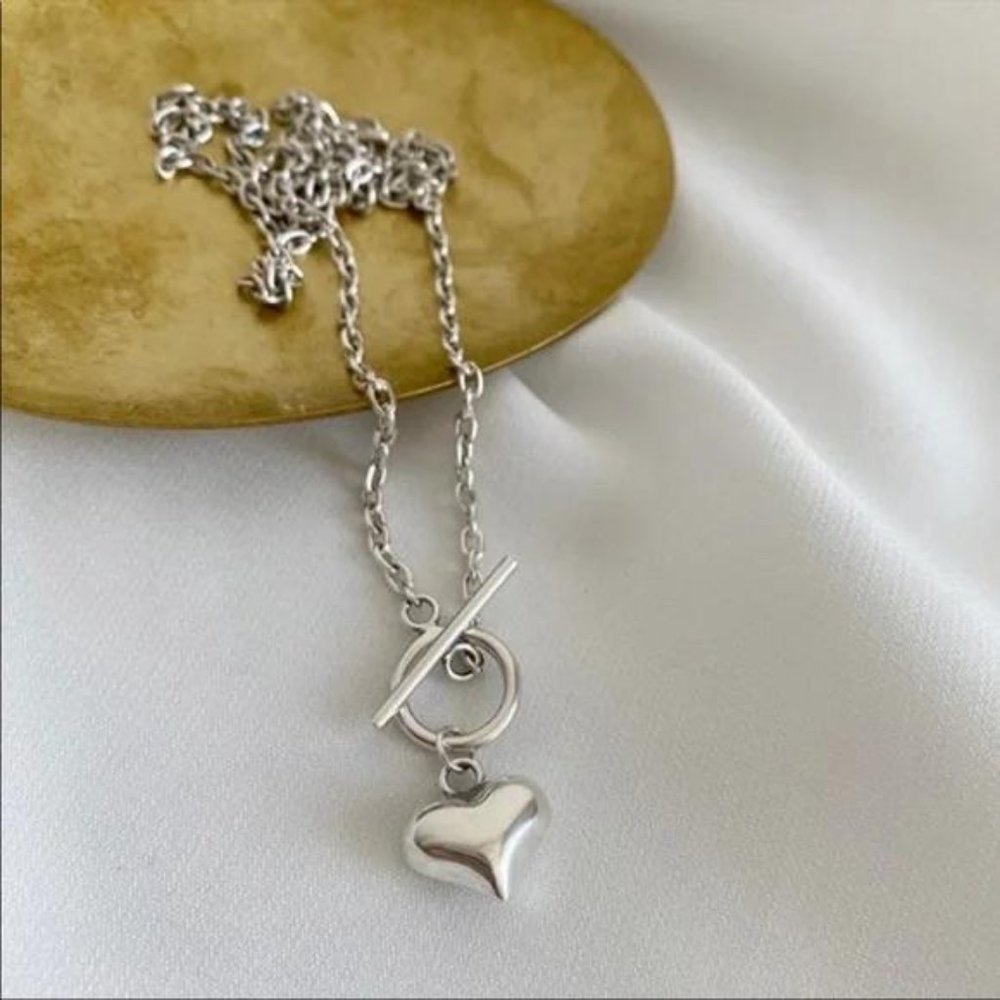 18” HEART 925 STERLING SILVER LINK CHAIN NECKLACE, NICE NECKLACE, CUTE NECKLACE - Picture 5 of 6